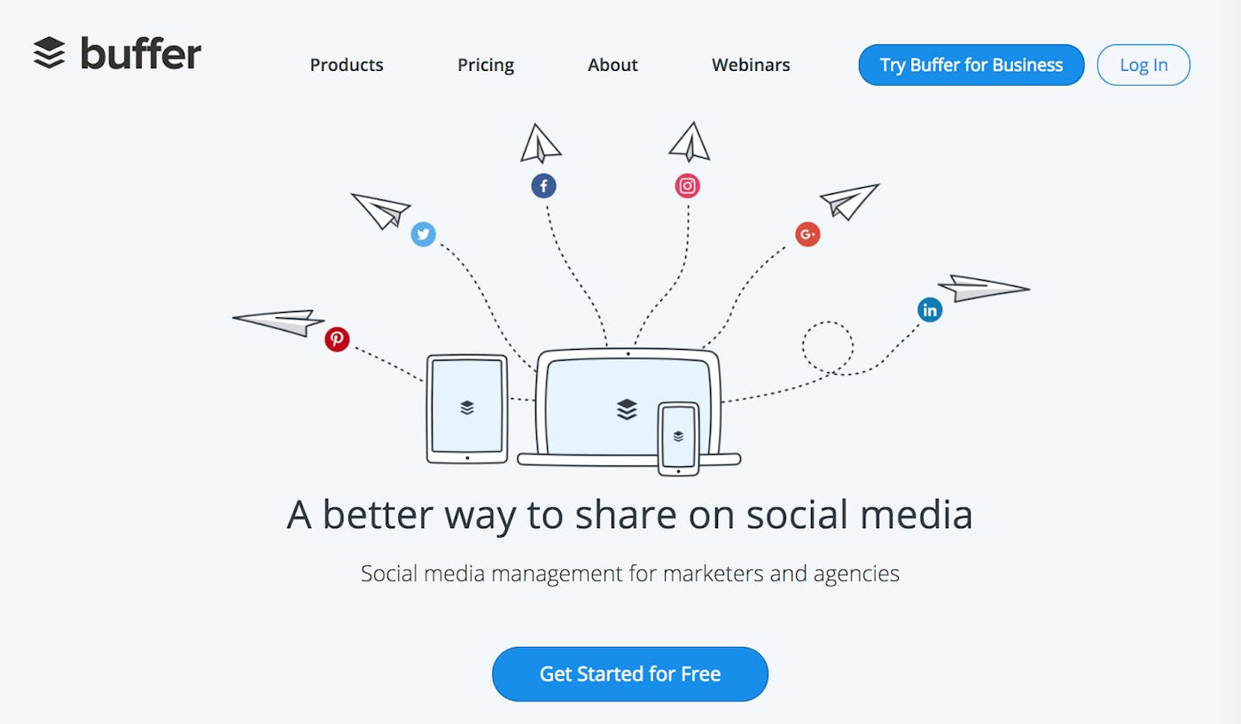 Buffer یک برنامه اتوماسیون است که به شما امکان می دهد تا پست های رسانه های اجتماعی را تنظیم کرده و مطالب خود را در بهترین زمان ممکن در طول روز برای دید و قرار گرفتن در معرض به اشتراک بگذارید.