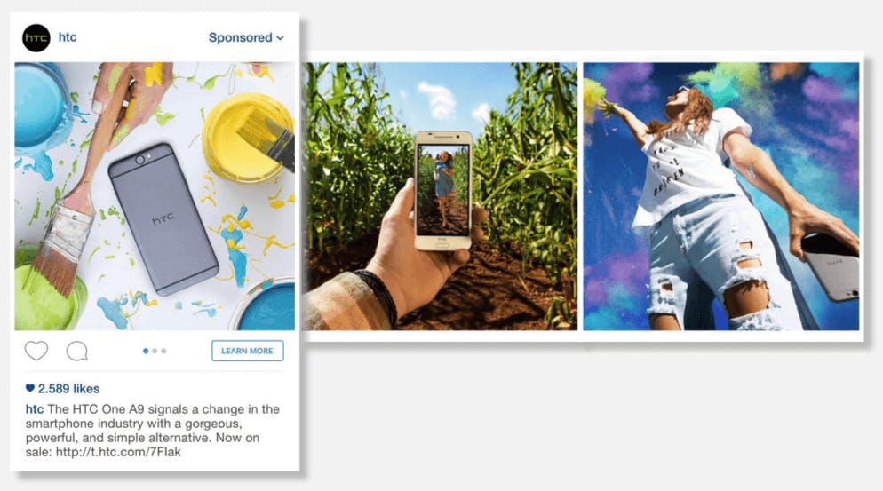 آگهی چرخ فلک اینستاگرام دو یا چند تصویر را نمایش می دهد ، با این گزینه کاربران می توانند با کشیدن چپ یا راست ، تصاویر مختلف را حرکت دهند.