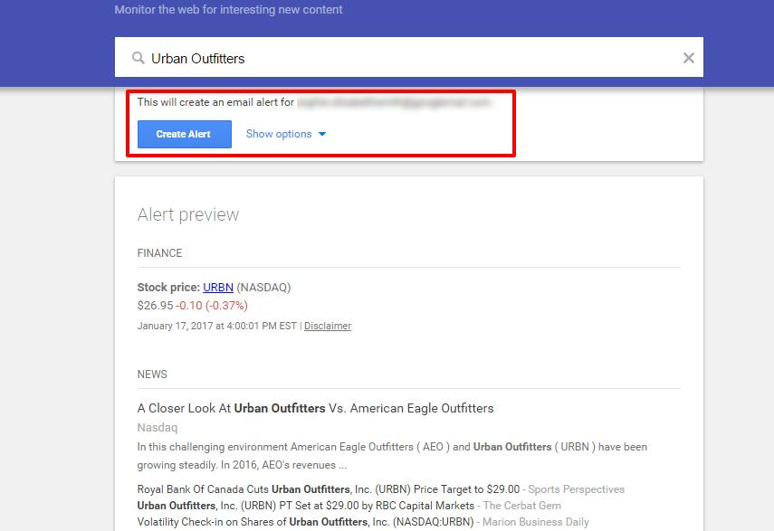 تنظیم Google Alerts یک روش ساده دیگر برای نظارت بر رقابت است.