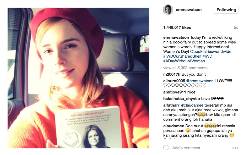 IWD Instagram post from Emma Watson 