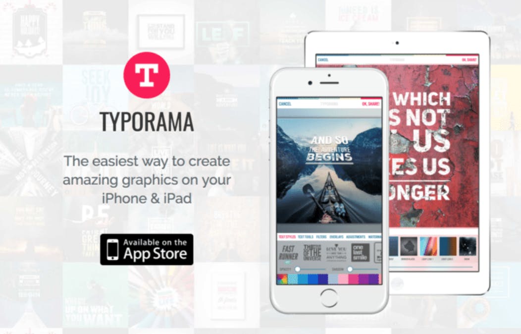 Typorama یک برنامه آیفون است که ایجاد گرافیک شگفت انگیز و بی نظیر به طور مستقیم از تلفن هوشمند خود آسان می کند. 