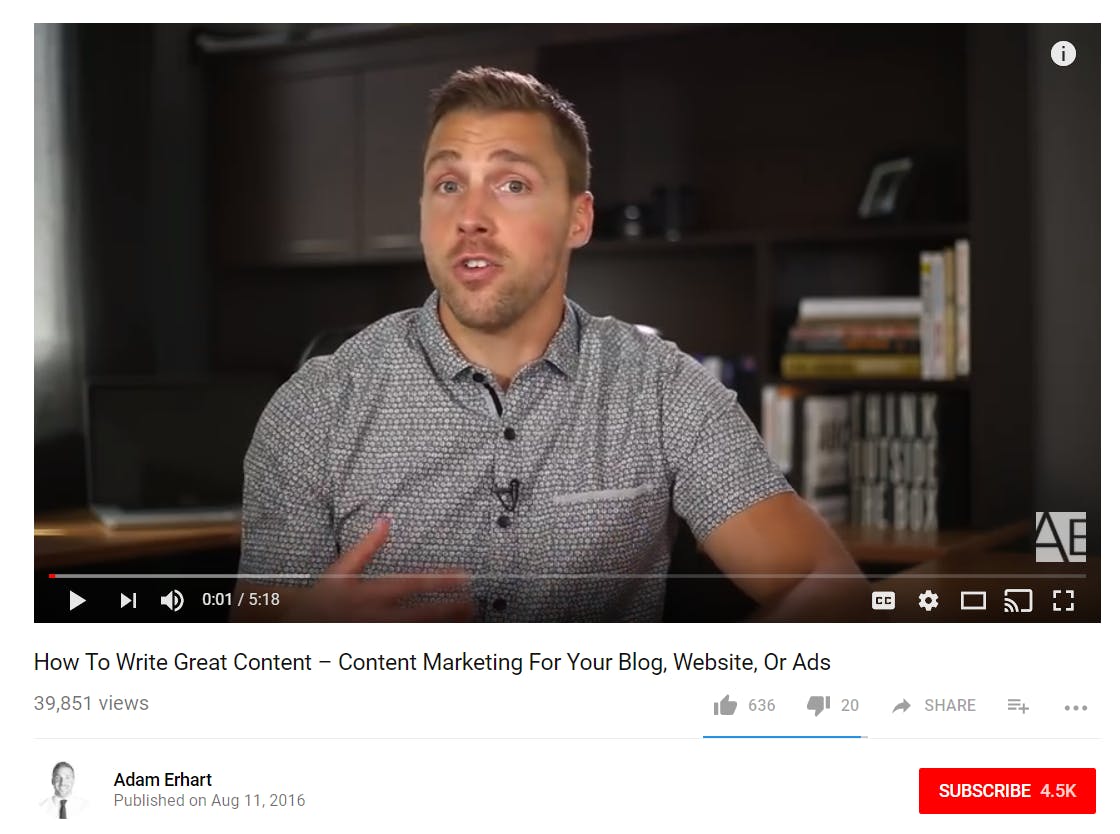 See the example still from marketing guru Adam Erhart below.
