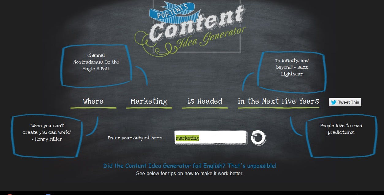 Portent’s content generator is easy on the eye and as simple as it gets. 